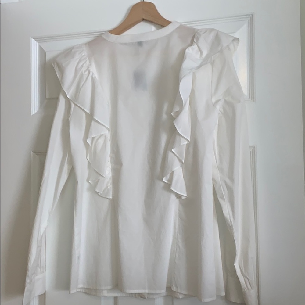 Express Ruffle Front/Back Blouse - Picture 2 of 5